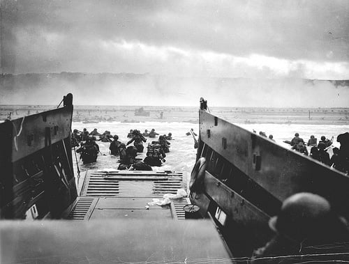 d-day normandy boats soldiers storming beach wwii